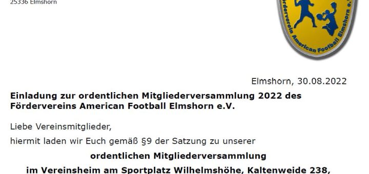 Auszug Einadung Mitgliederversammlung des Fördervereins